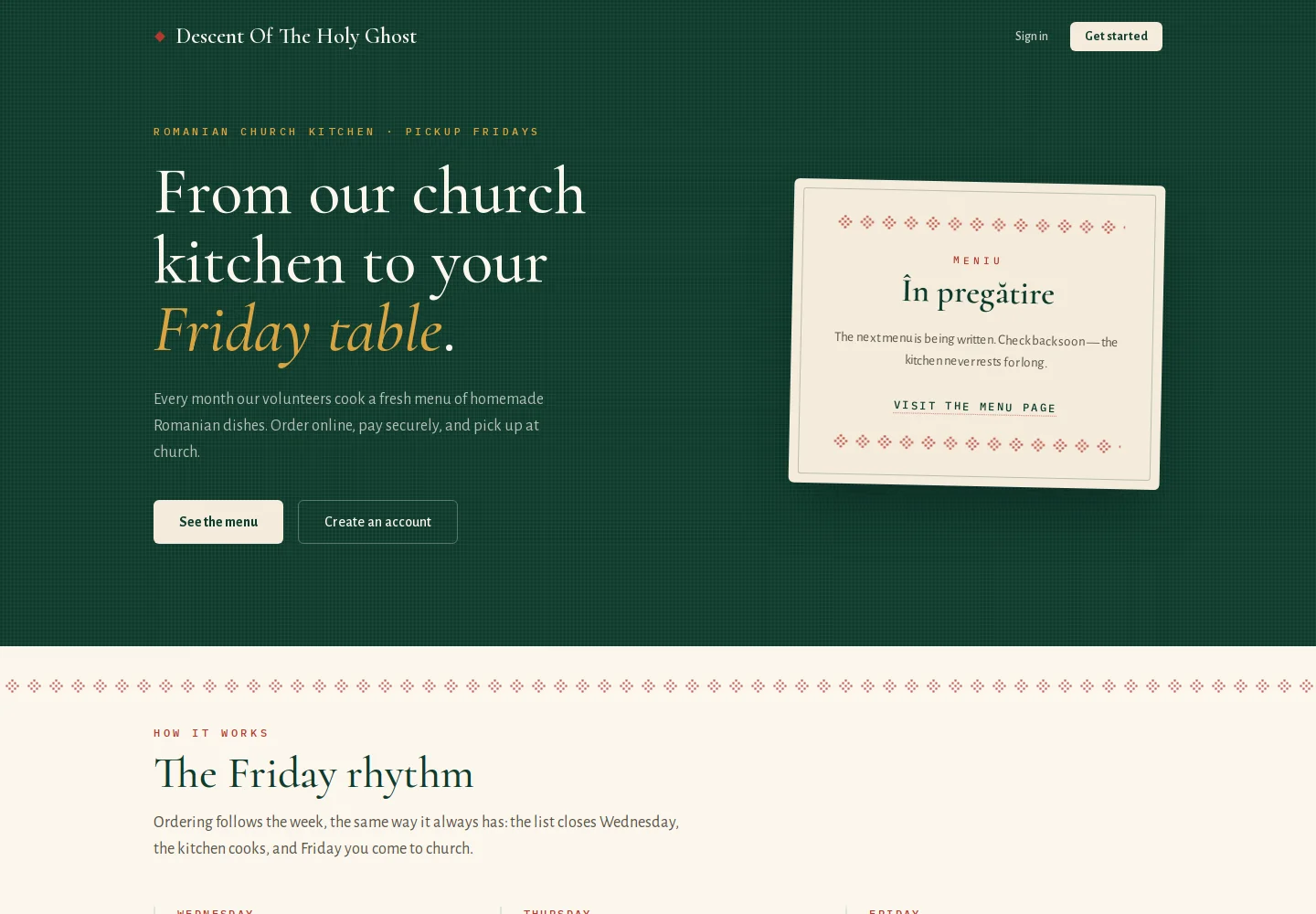 Church Food Order project screenshot